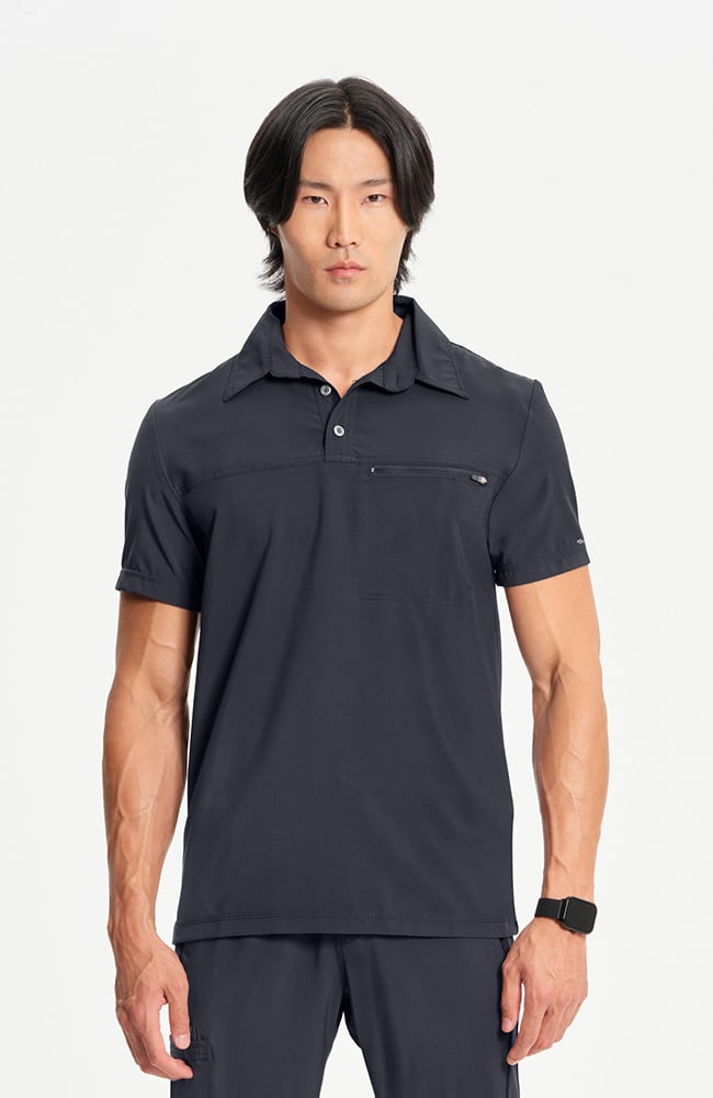 Cherokee Infinity Men's Zip Pocket Polo Scrub Shirt