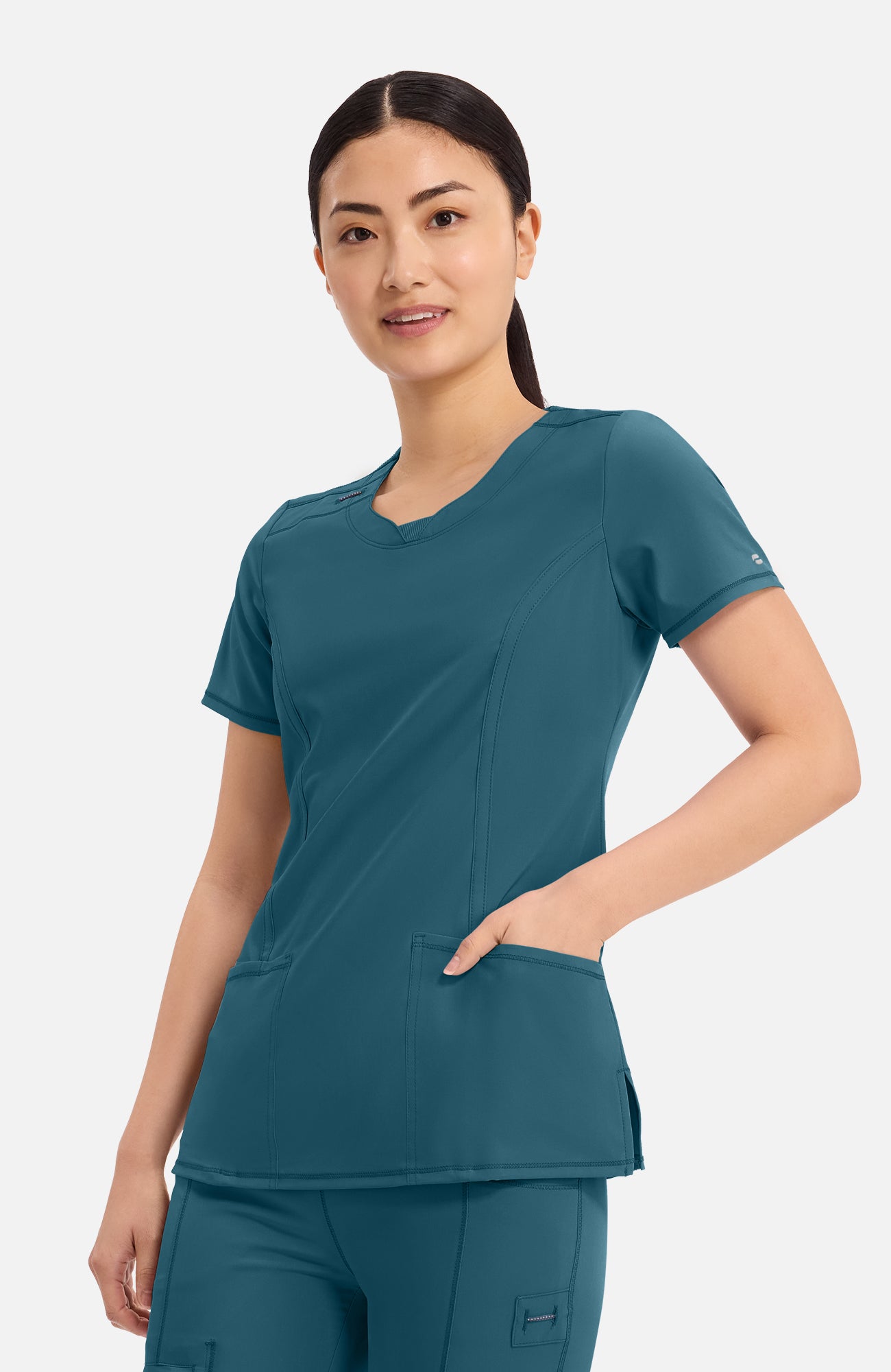 Cherokee Infinity - Women's Split Round Neck Solid Scrub Top