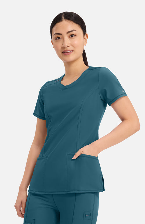 Cherokee Infinity - Women's Split Round Neck Solid Scrub Top