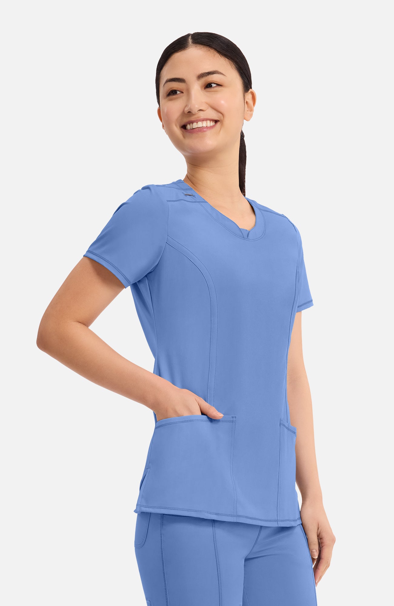 Cherokee Infinity - Women's Split Round Neck Solid Scrub Top