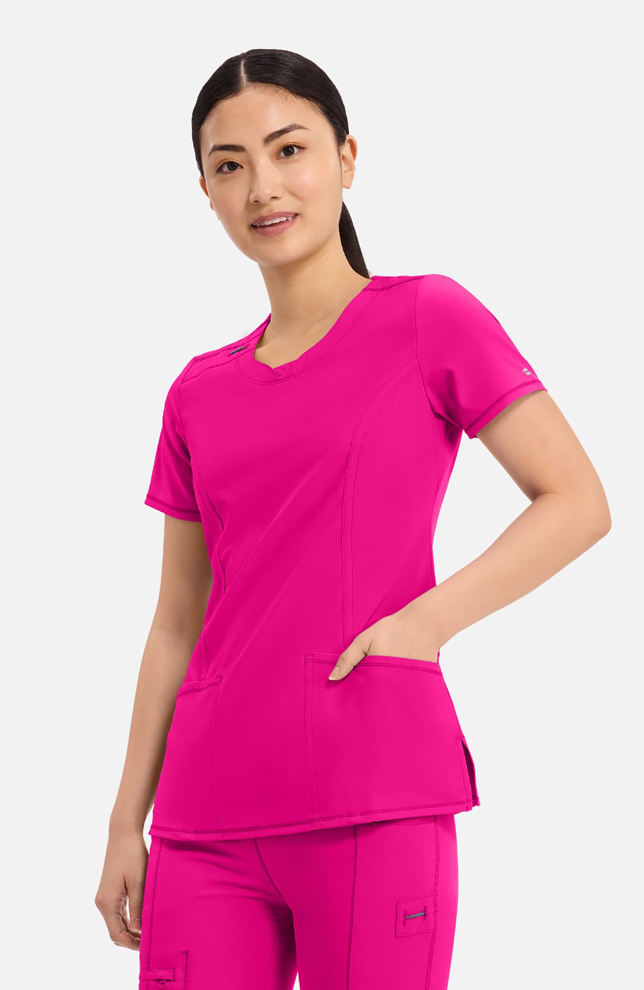 Cherokee Infinity - Women's Split Round Neck Solid Scrub Top