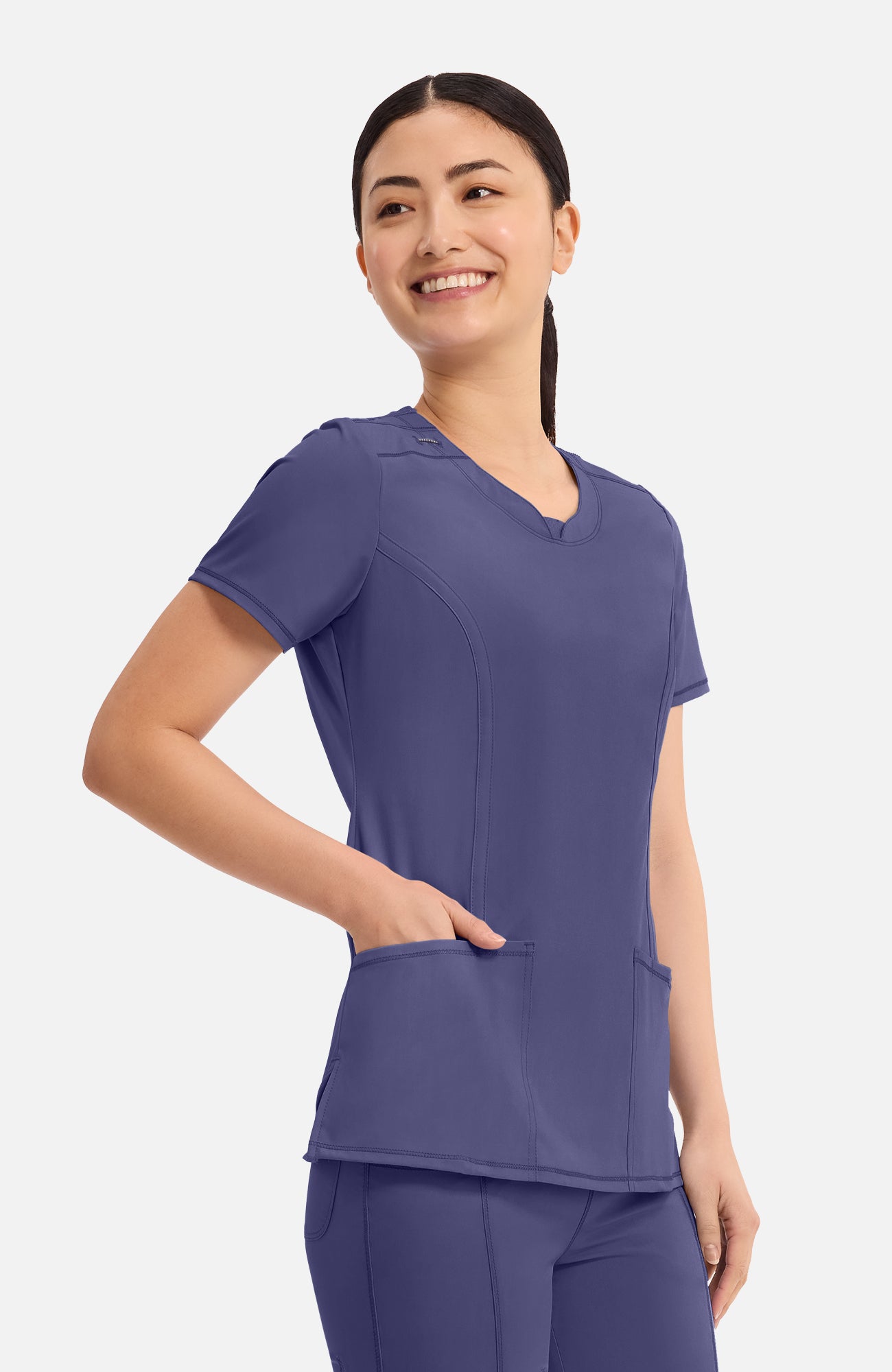 Cherokee Infinity - Women's Split Round Neck Solid Scrub Top