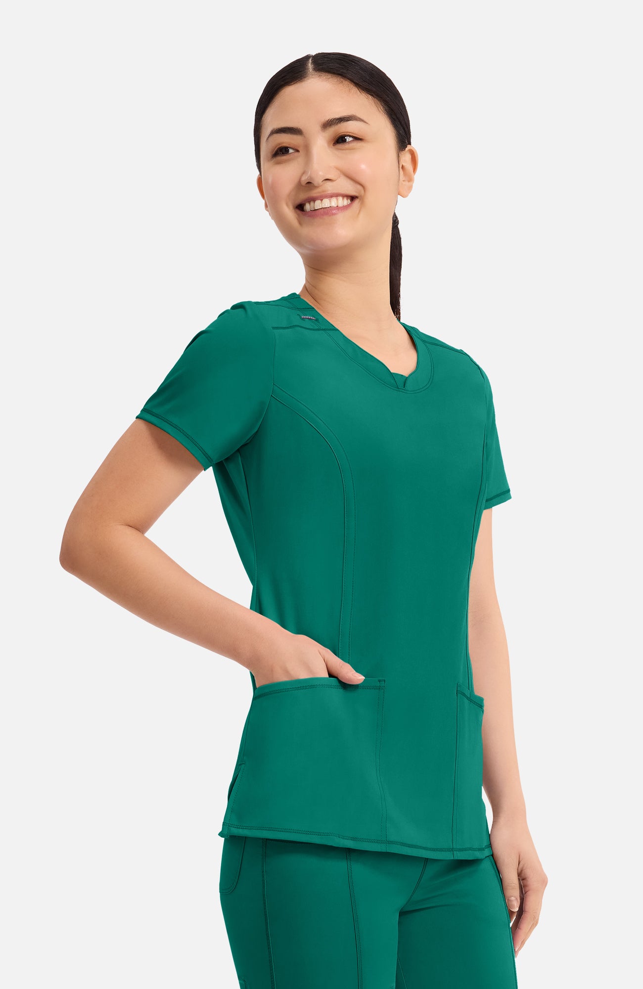 Cherokee Infinity - Women's Split Round Neck Solid Scrub Top