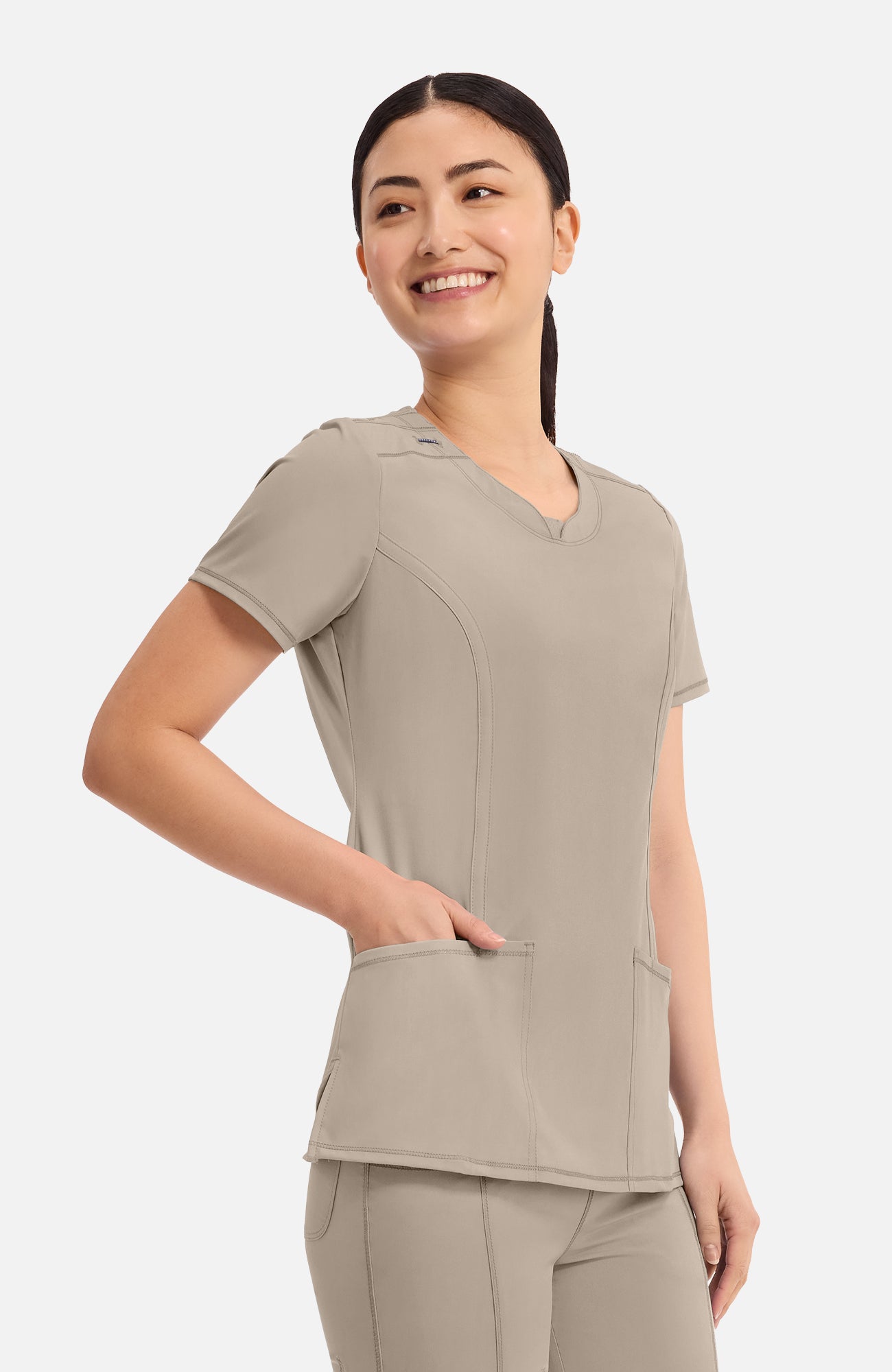 Cherokee Infinity - Women's Split Round Neck Solid Scrub Top