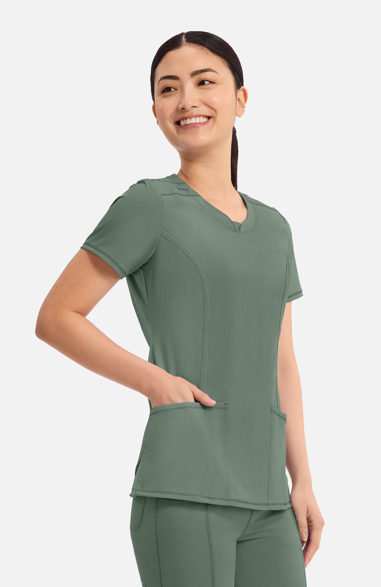 Cherokee Infinity - Women's Split Round Neck Solid Scrub Top