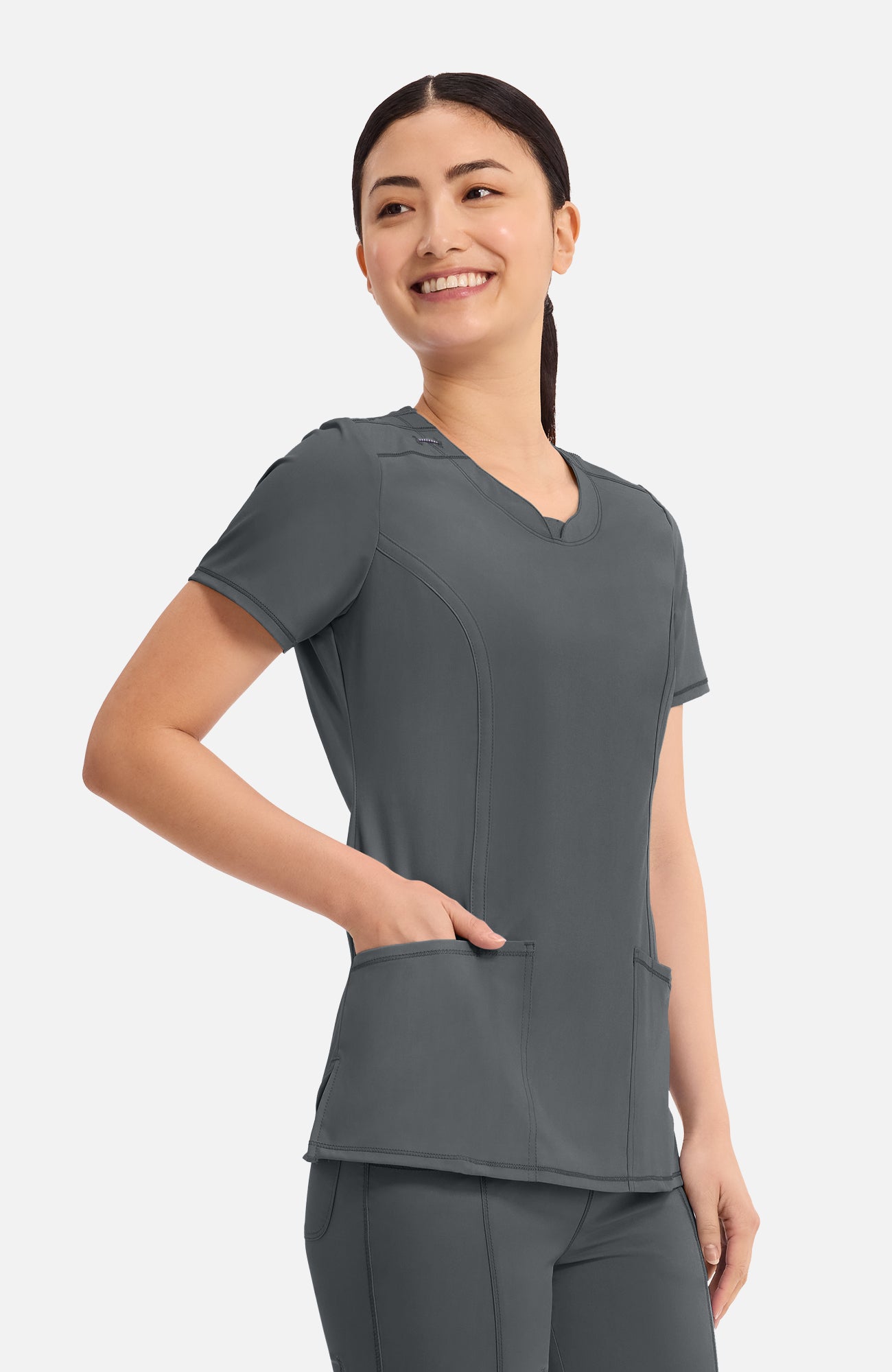 Cherokee Infinity - Women's Split Round Neck Solid Scrub Top