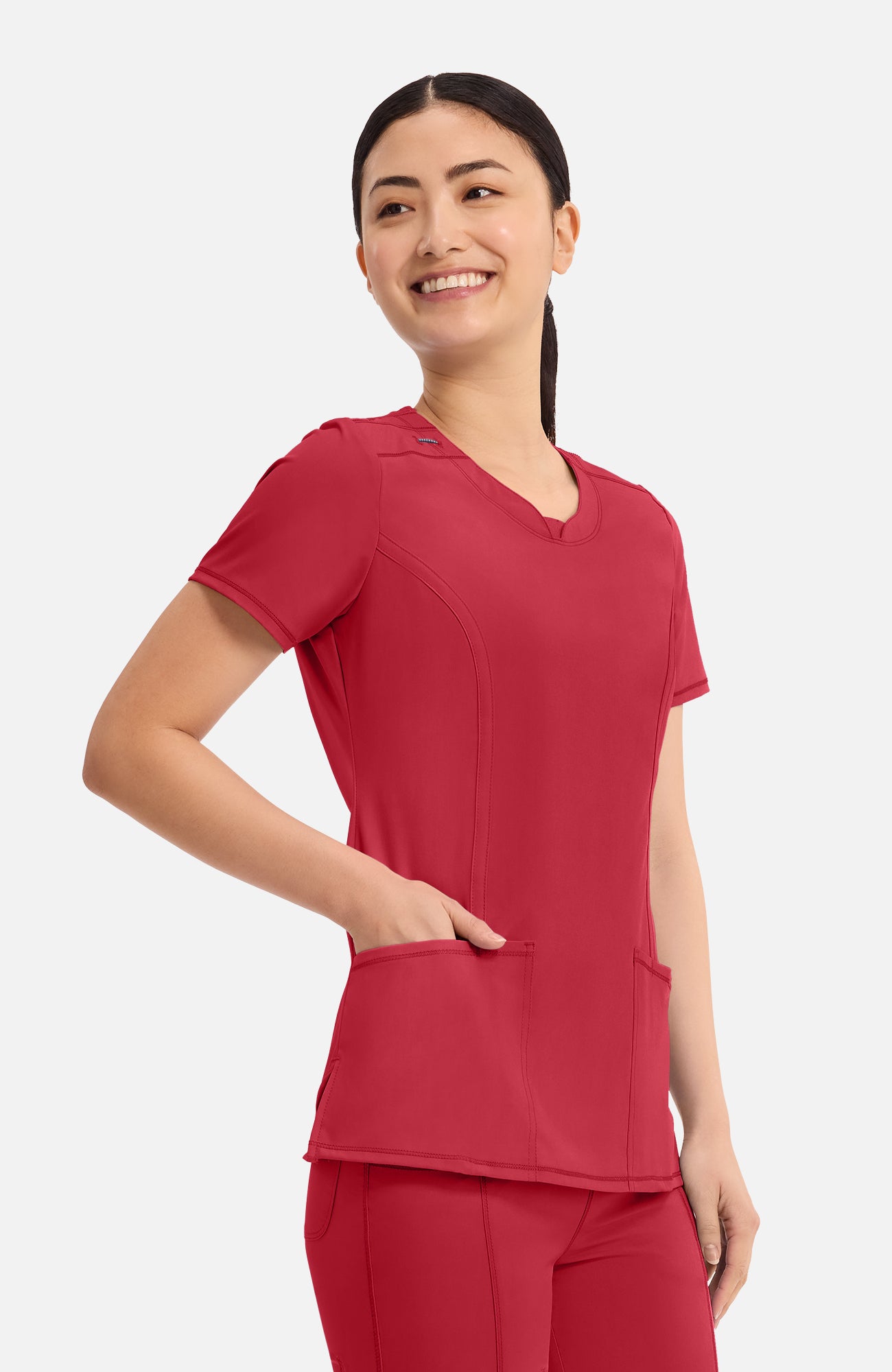 Cherokee Infinity - Women's Split Round Neck Solid Scrub Top