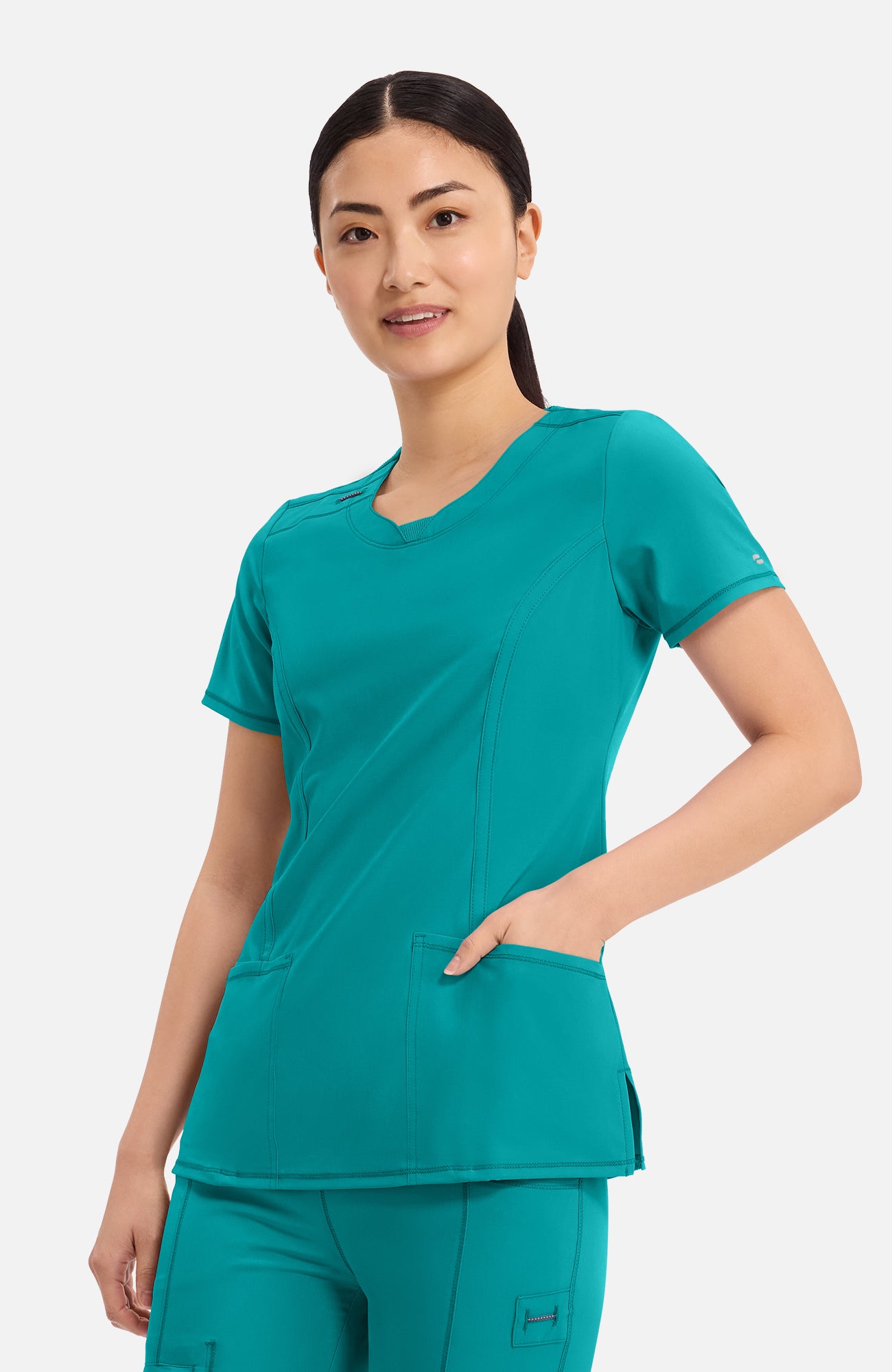 Cherokee Infinity - Women's Split Round Neck Solid Scrub Top