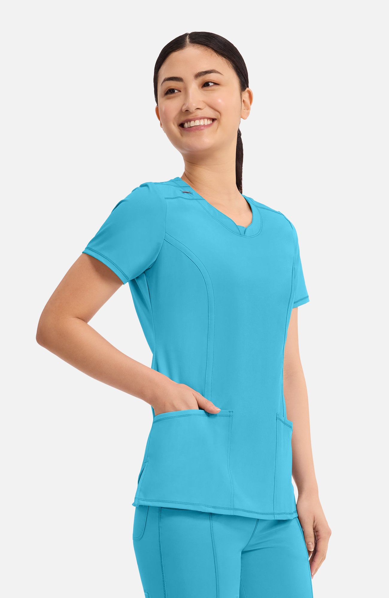 Cherokee Infinity - Women's Split Round Neck Solid Scrub Top
