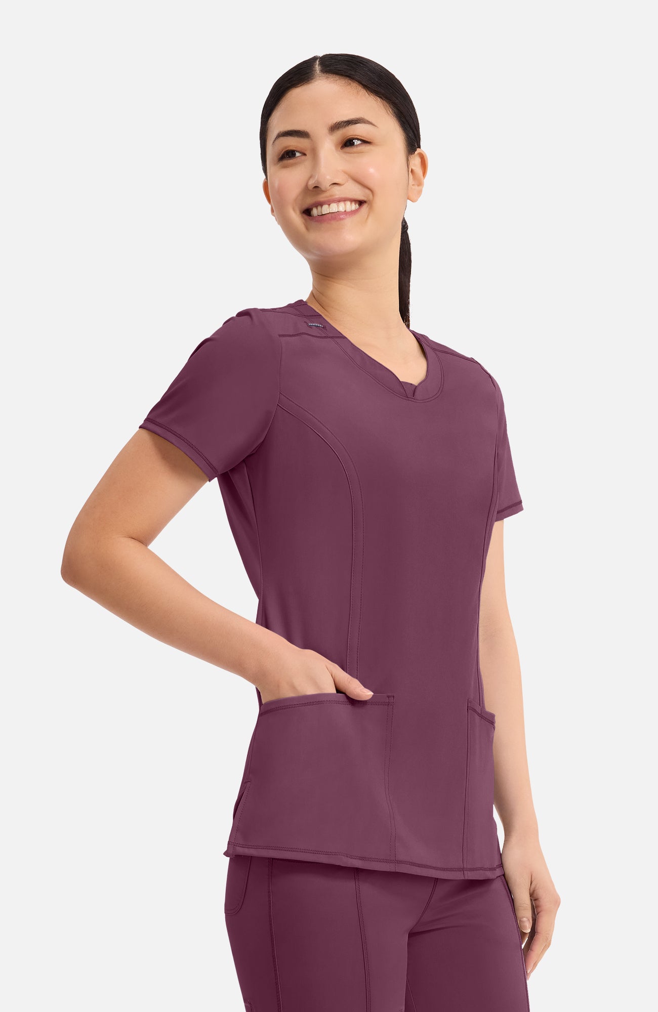 Cherokee Infinity - Women's Split Round Neck Solid Scrub Top