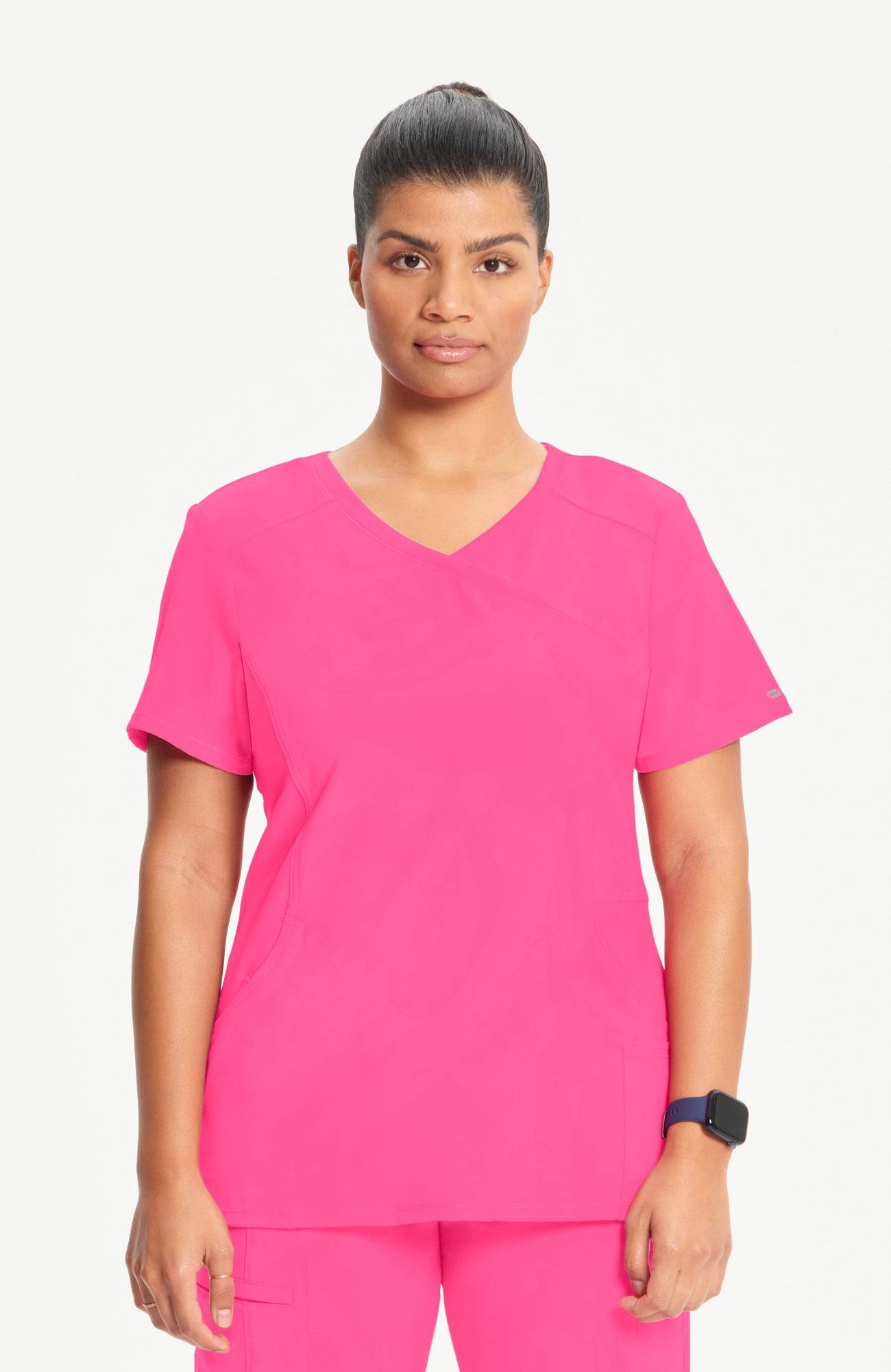 Cherokee Infinity - Women's 4-Pocket Knit Panel Mock Wrap Scrub Top