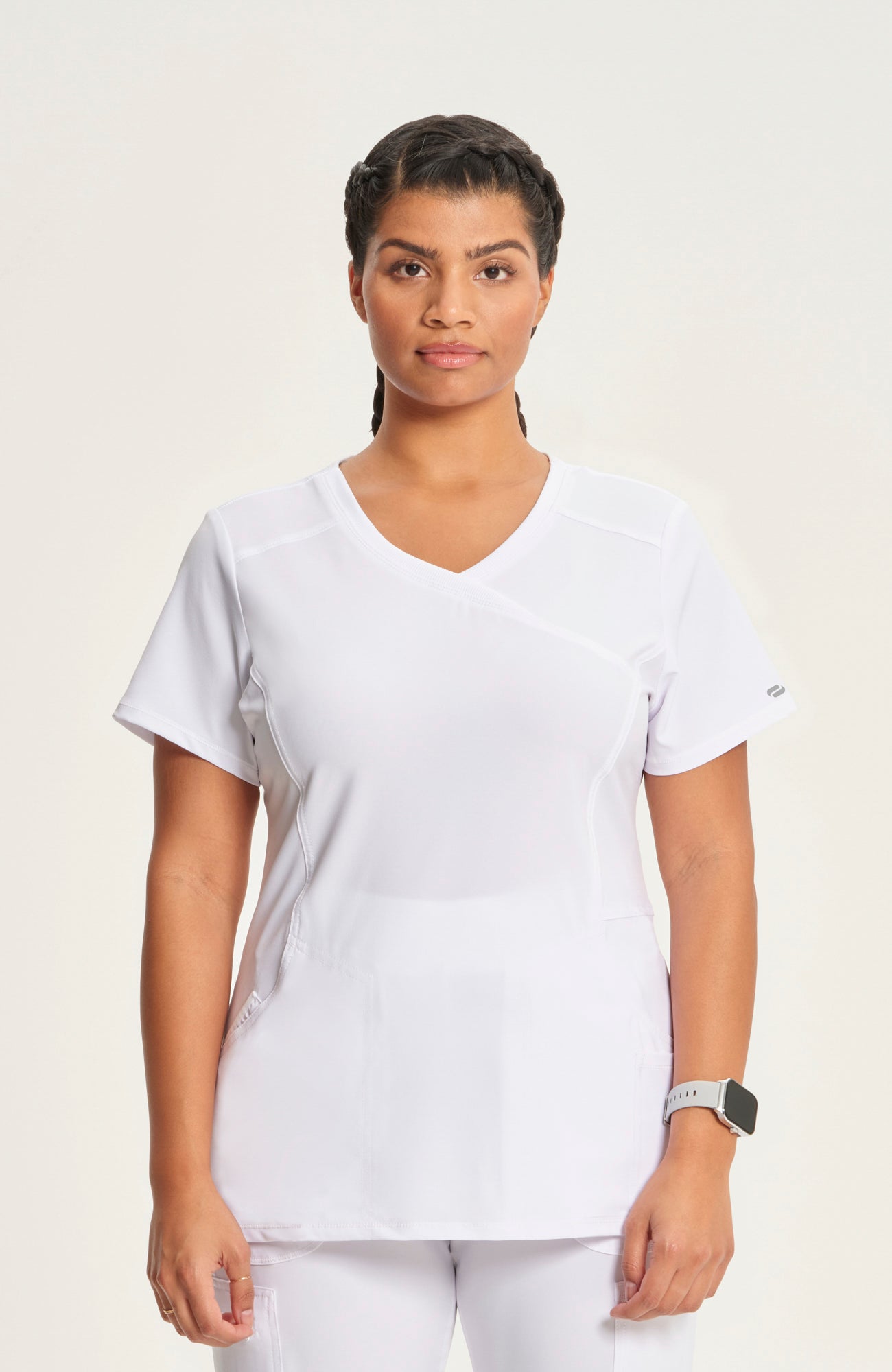 Cherokee Infinity - Women's 4-Pocket Knit Panel Mock Wrap Scrub Top