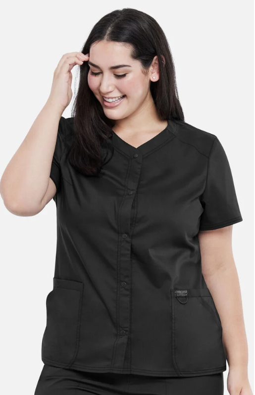Cherokee WW Revolution Women's Snap Front Solid Scrub Top