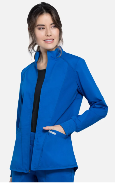 Cherokee WW Revolution Women's Zip Front High-Low Solid Scrub Jacket
