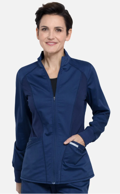 Cherokee WW Revolution Women's Zip Front High-Low Solid Scrub Jacket