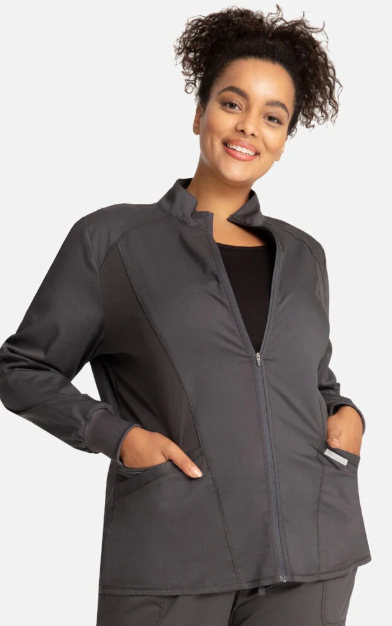 Cherokee WW Revolution Women's Zip Front High-Low Solid Scrub Jacket