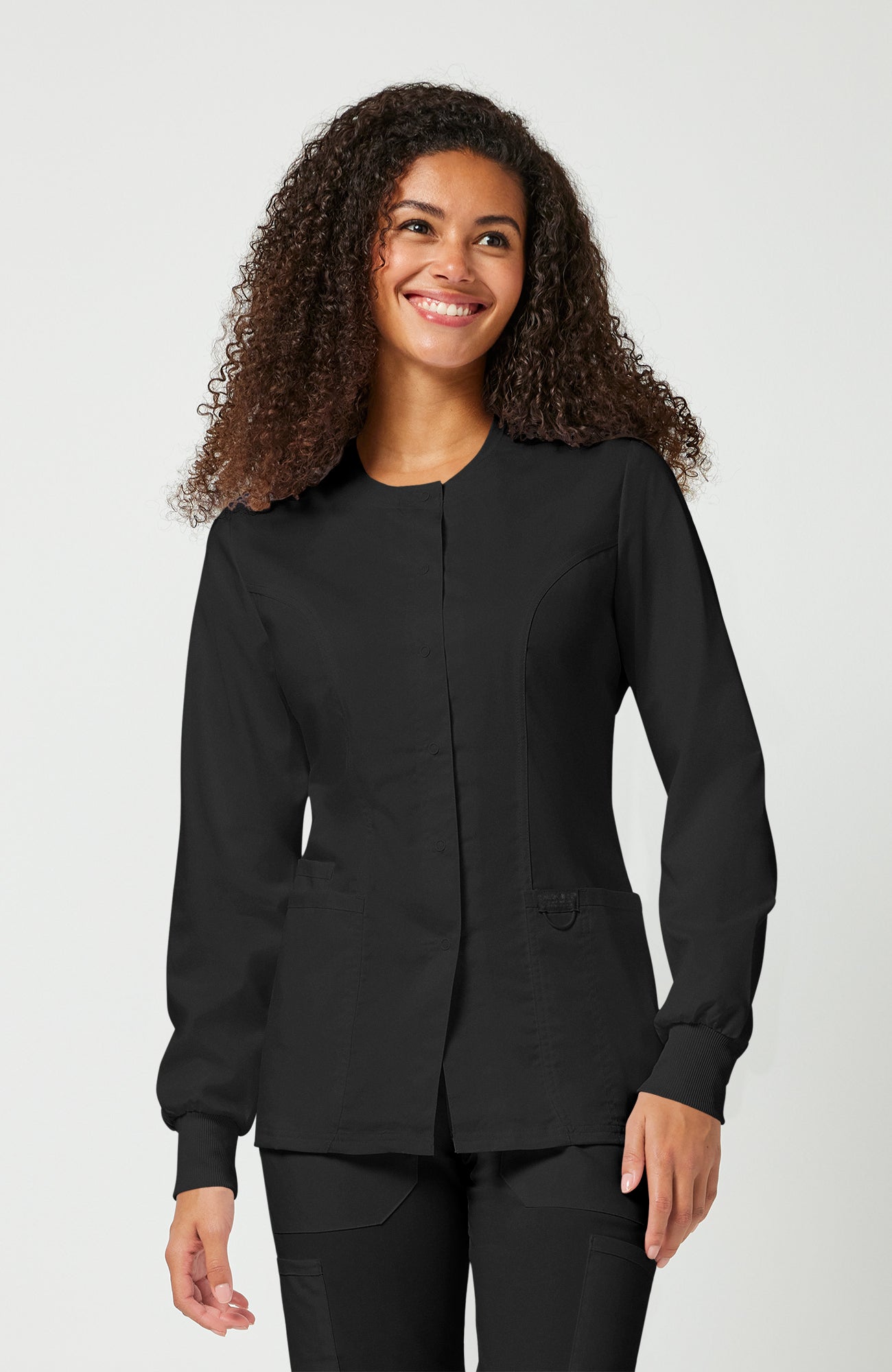 Cherokee WW Revolution Women's Snap Front Crew Neck Scrub Jacket