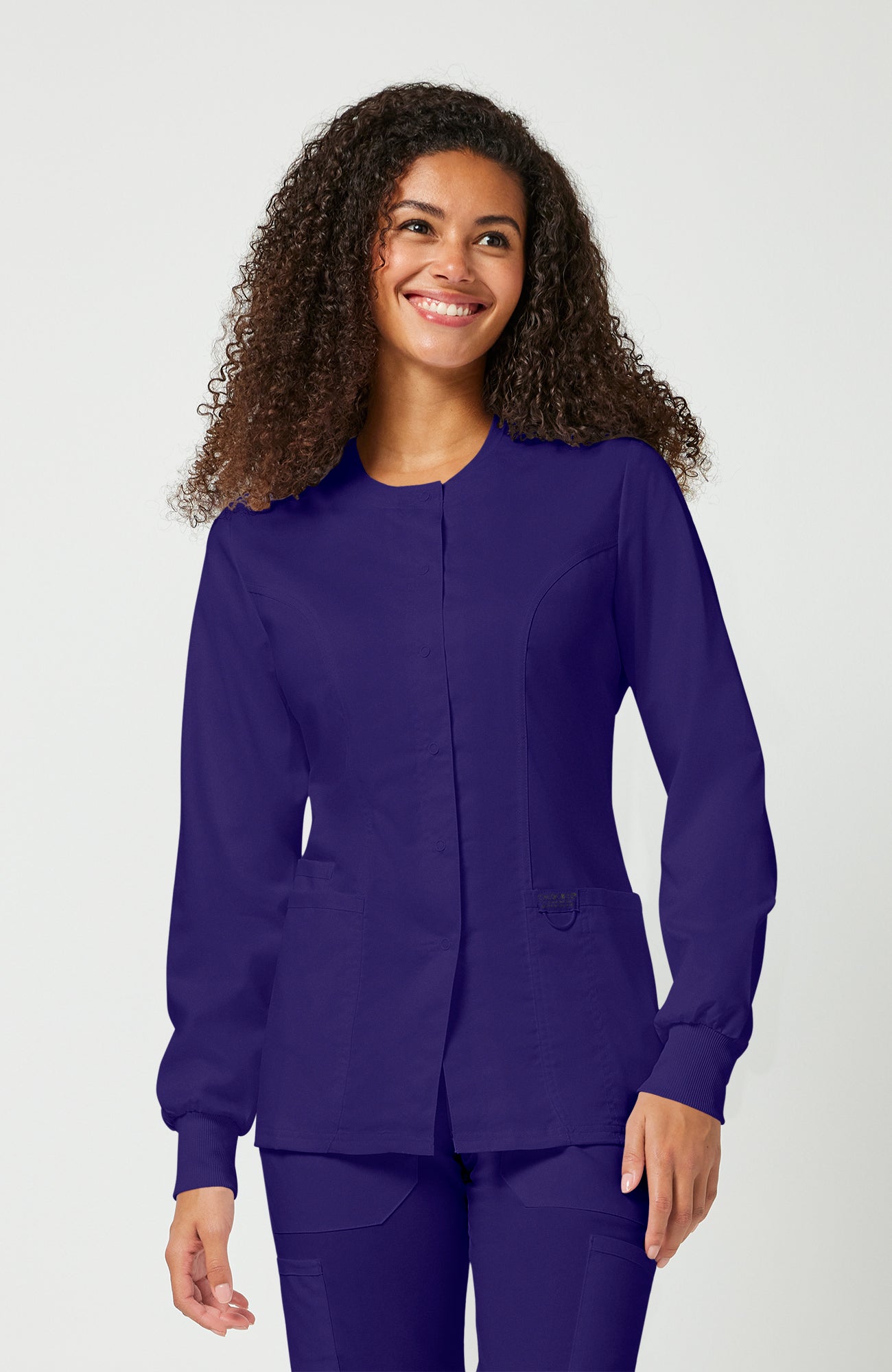 Cherokee WW Revolution Women's Snap Front Crew Neck Scrub Jacket