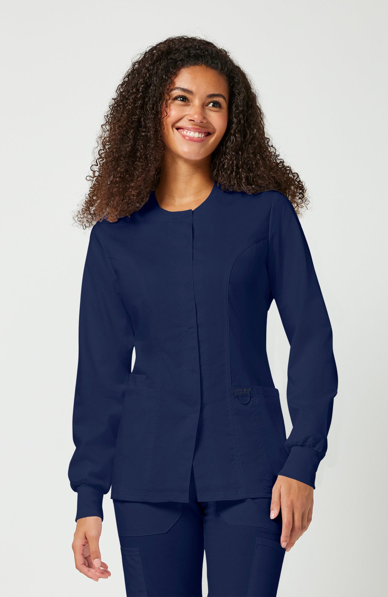 Cherokee WW Revolution Women's Snap Front Crew Neck Scrub Jacket