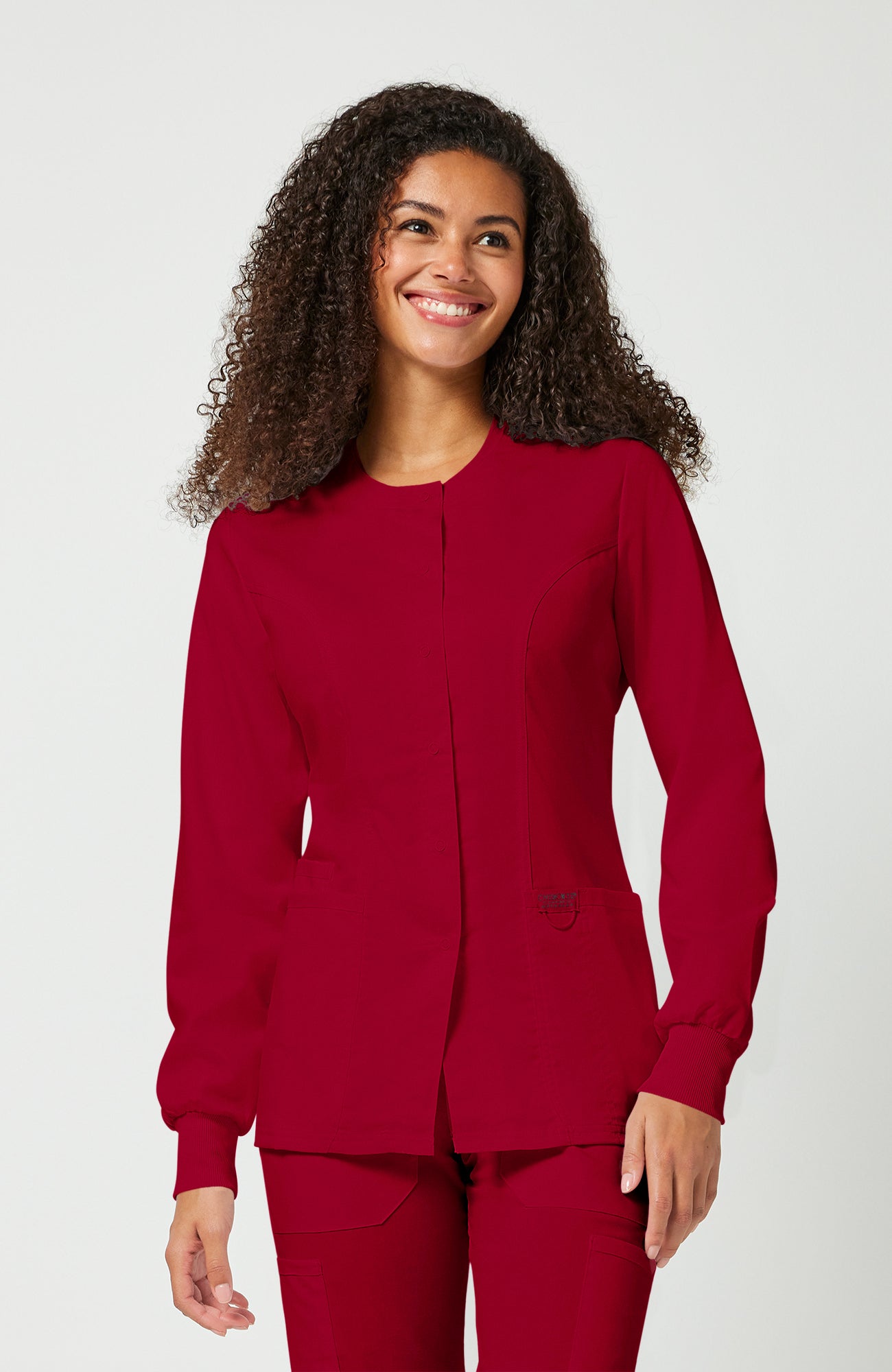 Cherokee WW Revolution Women's Snap Front Crew Neck Scrub Jacket