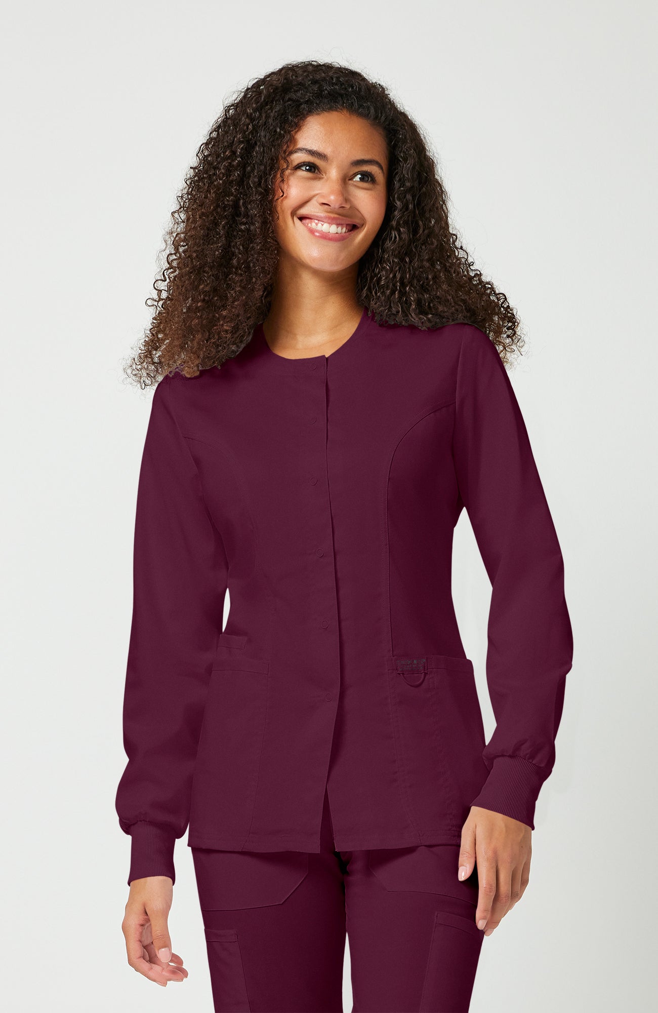 Cherokee WW Revolution Women's Snap Front Crew Neck Scrub Jacket